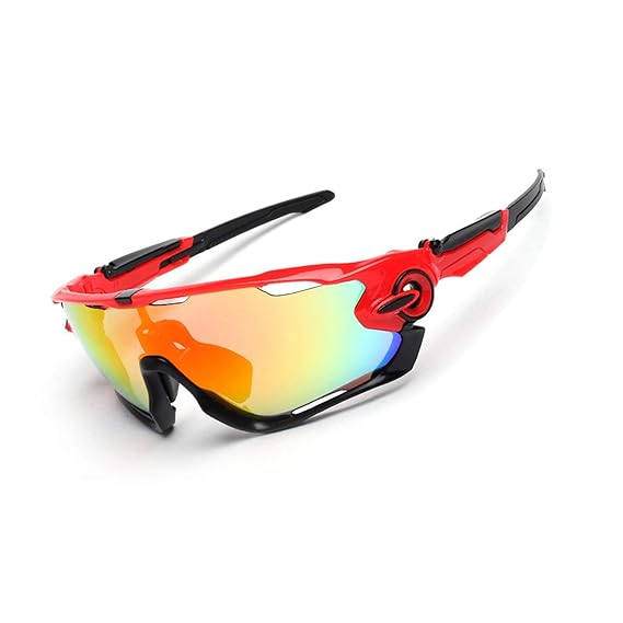 AmDxD PC Radsportbrille Polarisierte Sonnenbrille Brillenträger Schutzbrillen Fahrradbrille 3 Linsen für Motorrad Fahrrad Hel