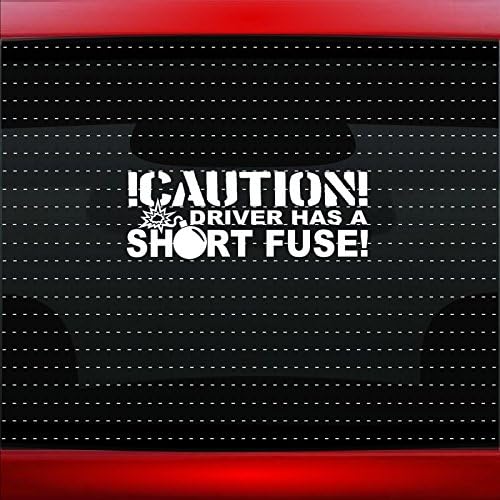 Caution Driver Has A Short Fuse Funny Cute Road Rage Car Sticker Truck Window Vinyl Decal COLOR: BURGUNDY