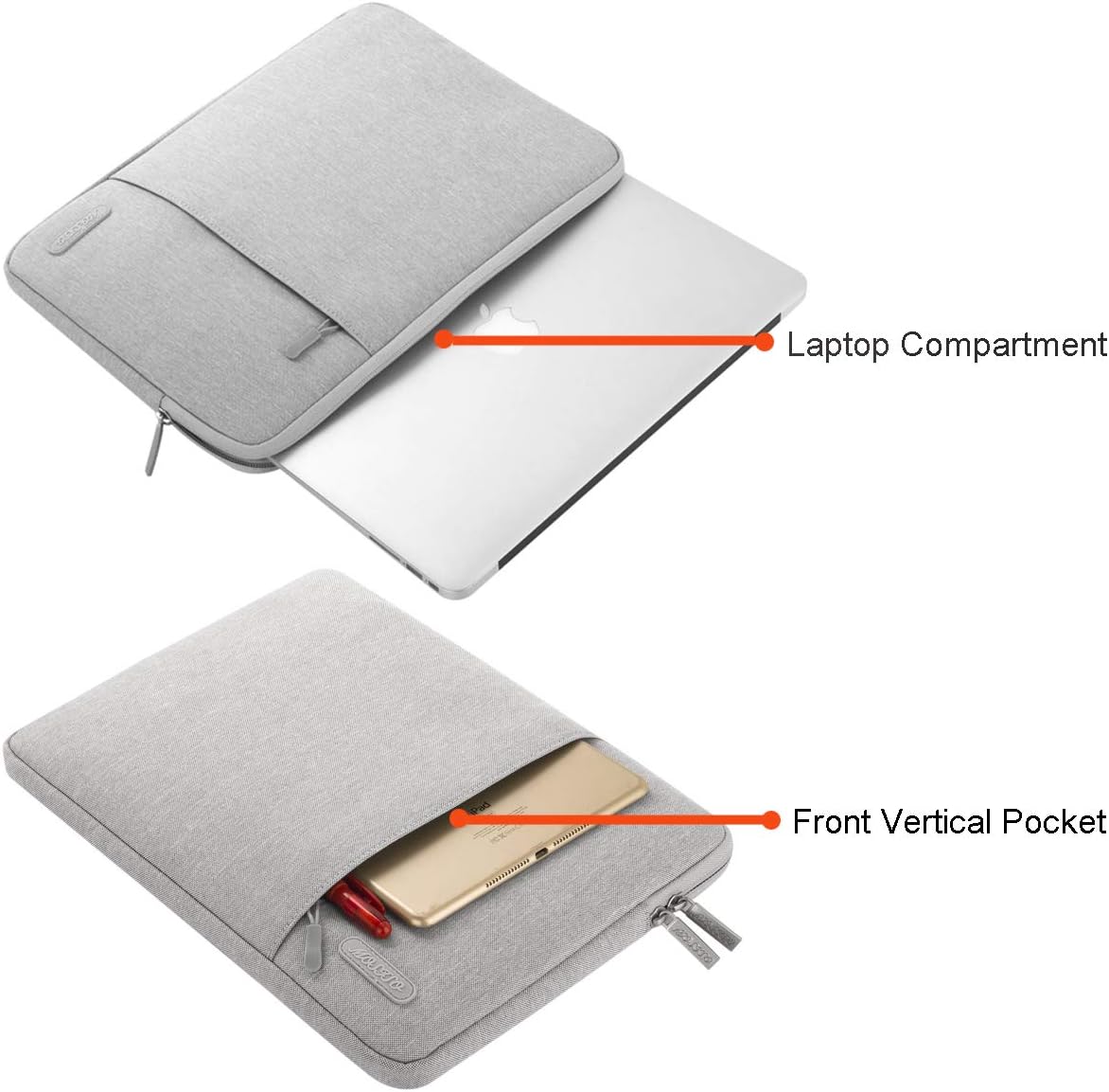 MOSISO Laptop Sleeve Bag Compatible with 13-13.3 inch MacBook Pro, MacBook Air, Notebook Computer, Water Repellent Polyester Vertical Protective Case with Pocket, Gray: Computers & Accessories