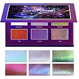 SYZYGY Eyeshadow Palette, Duochrome Highlighter Eye Makeup Palette, Holographic+Shimmer+Sparkly+Glitter Eyeshadow Vegan Cosmetics, 6 Multicolours
