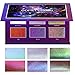 SYZYGY Eyeshadow Palette, Duochrome Highlighter Eye Makeup Palette, Holographic+Shimmer+Sparkly+Glitter Eyeshadow Vegan Cosmetics, 6 Multicolours