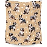 Australian Shepherd Blanket - Soft, Fuzzy & Warm - 50"x60" Throw Size Blanket for Bed, Couch, Sofa - Yellow Cute Throw Gifts for Dog Lover