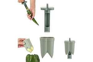 2 in 1 Pepper Corer, 4.45x2.2x2.2in Pepper Deseeder Bell 2 in1 Fruit Pepper Corer Bell Pepper Cutter for Kitchen Home Family 