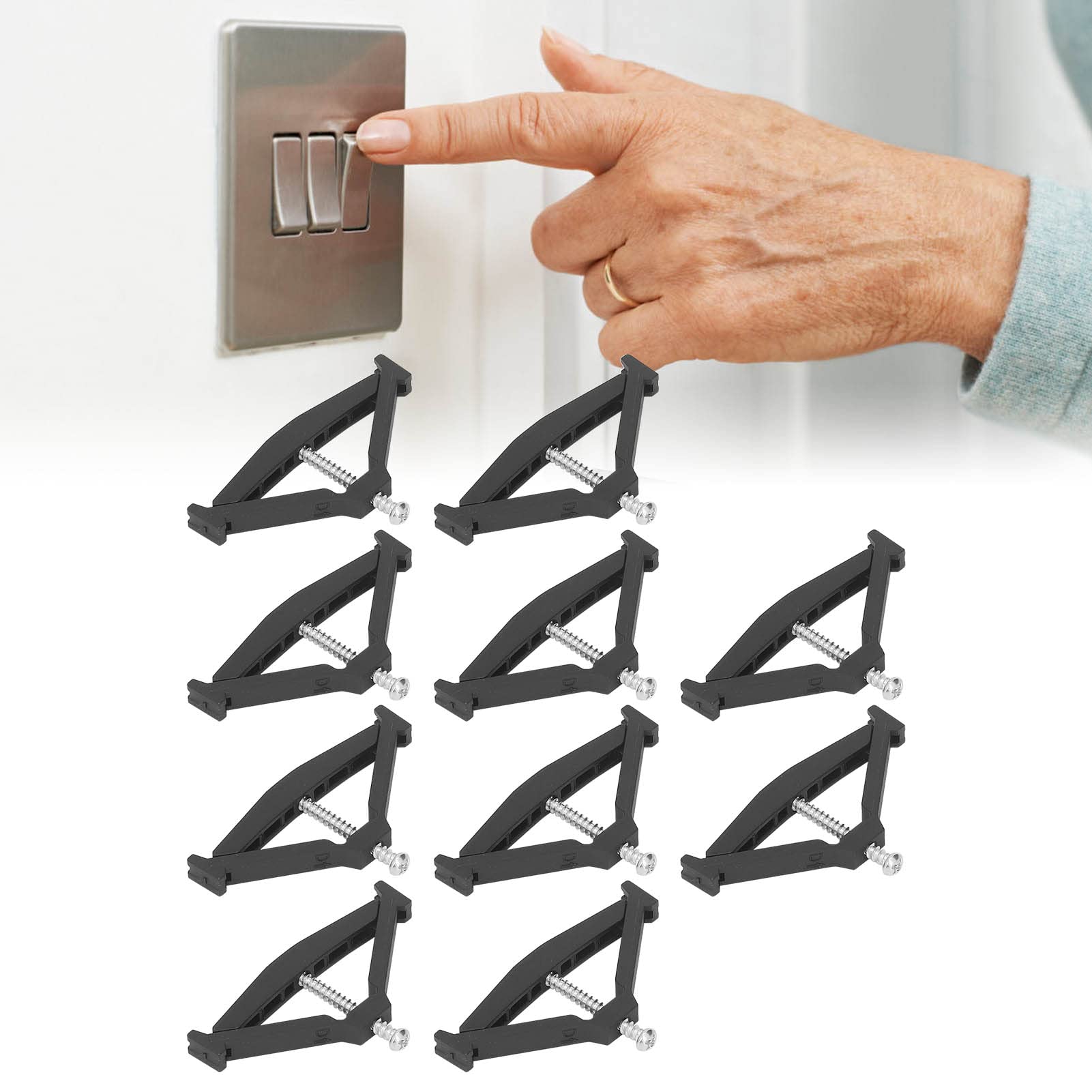 10 Sets Switch Box Repair Tool, Switch Panel Box Repairing Tool Junction Box Repair 68‑79mm Adjustable Cassette Repairer Electrical Box Repair for Repairing