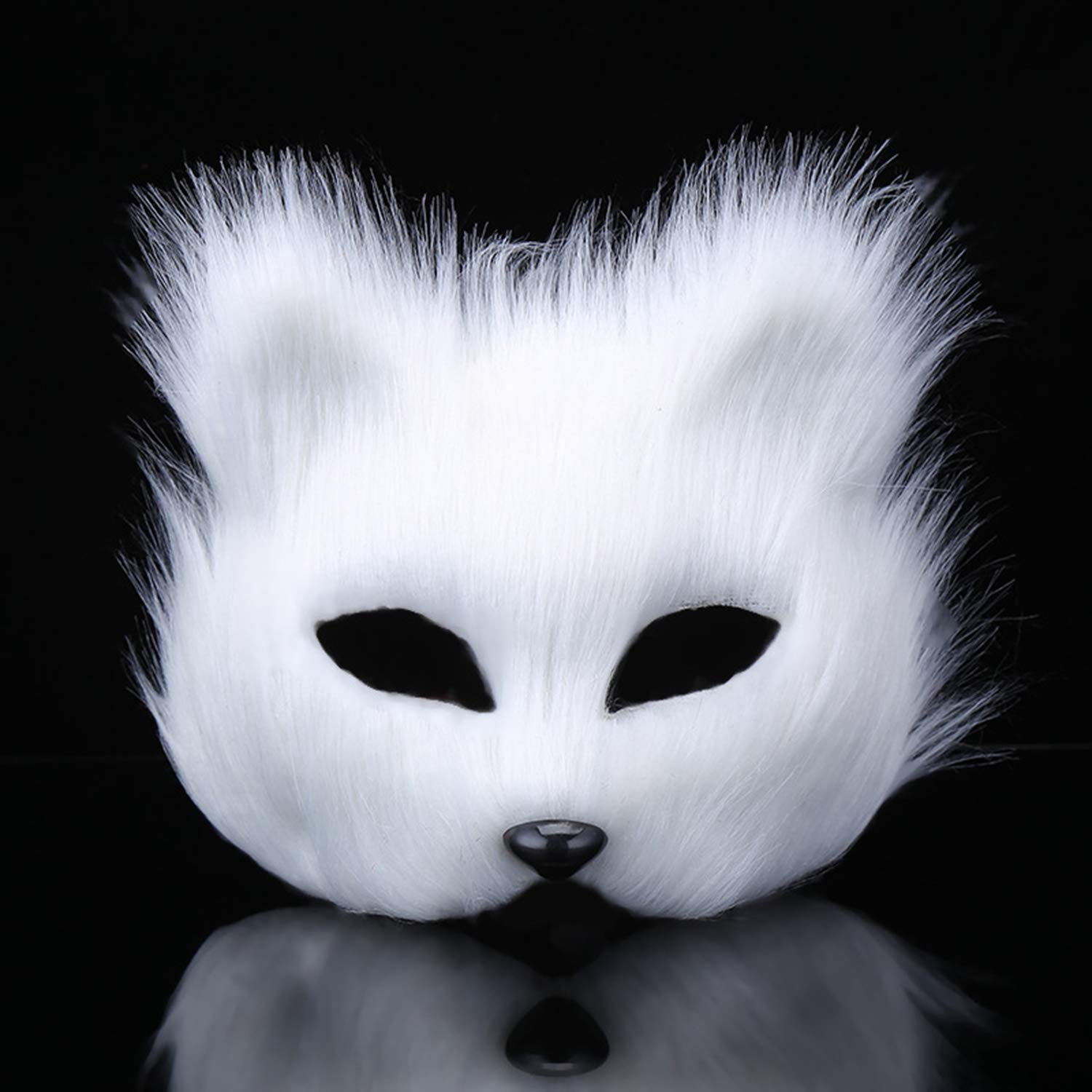 Moonlove Halloween Artificial Fox Mask Animal Elegant Cosplay Mask for Halloween Cosplay Party Fancy Dress Accessory, White