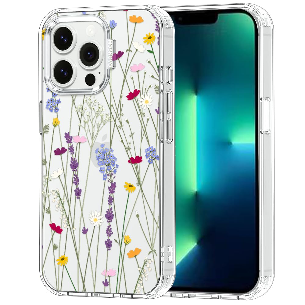 MOSNOVO Case for iPhone 13 Pro, [Buffertech 6.6ft Military-Grade Drop Protection] [Anti Peel Off Tech] Clear TPU Bumper Phone Case Cover Design - Floral Garden — image 1