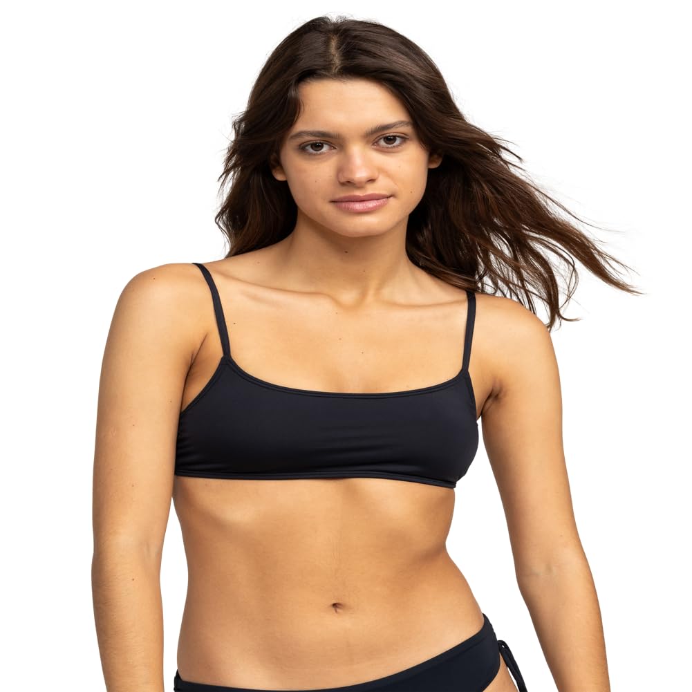 Roxy Women’s Standard Bralette Bikini Adjustable Swim Top, Quick-Dry, Removable Pads, UPF 50+, Pool, Beach, Surf and Resort Wear, Anthracite, Large