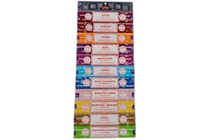 Satya Incense Set x 15gram Includes: Nag, Super Hit, Oodh, Positive Vibes, Namaste, Champa, Opium, Reiki, Spiritual Healing, 