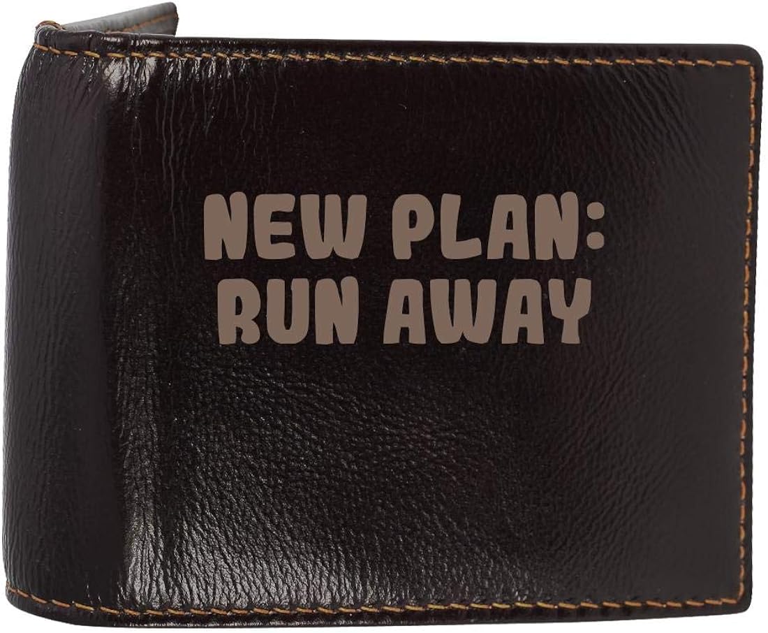 New Plan: Run Away - Genuine Engraved Soft Cowhide Bifold Leather Wallet