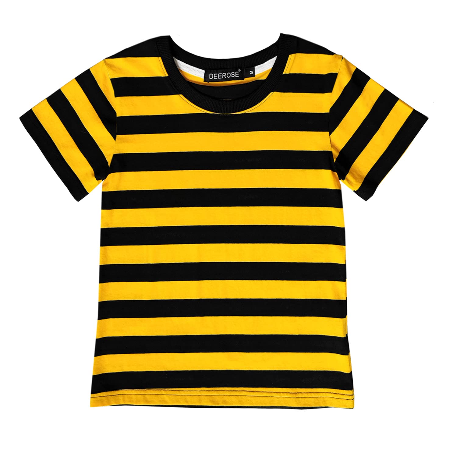 Photo 1 of Deerose Halloween Bee Costume Black Yellow Boys Striped Shirt Short Sleeve Round Neck Casual Summer Tee 7-8 Years