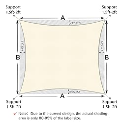 Artpuch Sun Shade Sail, 6'x12' Cream