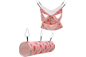Guiqulai 2 Pcs Guinea Pig Ferret Hammock Set, 3 Tier Small Pet Hanging Hammock with Tunnel Bed Hideout Small Animal Cage Accessories for Hamster Sugar Glider Guinea Pig Ferret Squirrel Chinchilla