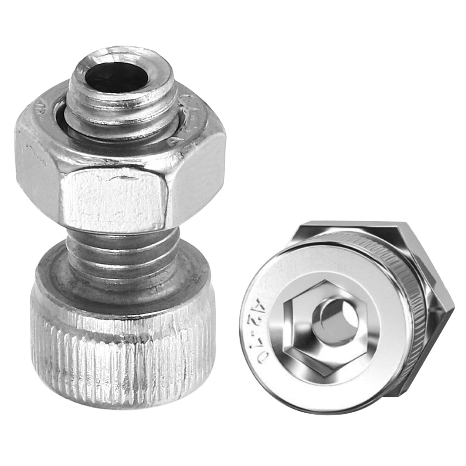 PATIKIL M8x16mm 304 Stainless Steel Hollow Bolt, 2 Set Cylindrical Hexagon Socket Screw Nut Kit Lamp Threading Screws Through Hole Fasteners