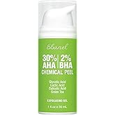 Ebanel Chemical Peel for Face, AHA BHA Exfoliator, Glycolic Acid Peel, Salicylic & Lactic Acid Face Peeling Gel, Infused with