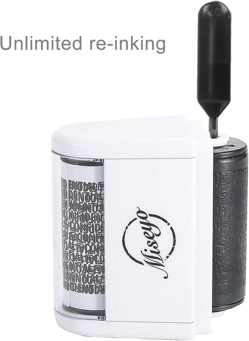 Miseyo Identity Theft Protection Roller Stamp Set - White (6 Refill Ink Incleded), Stamp+6 Refills - Image 4