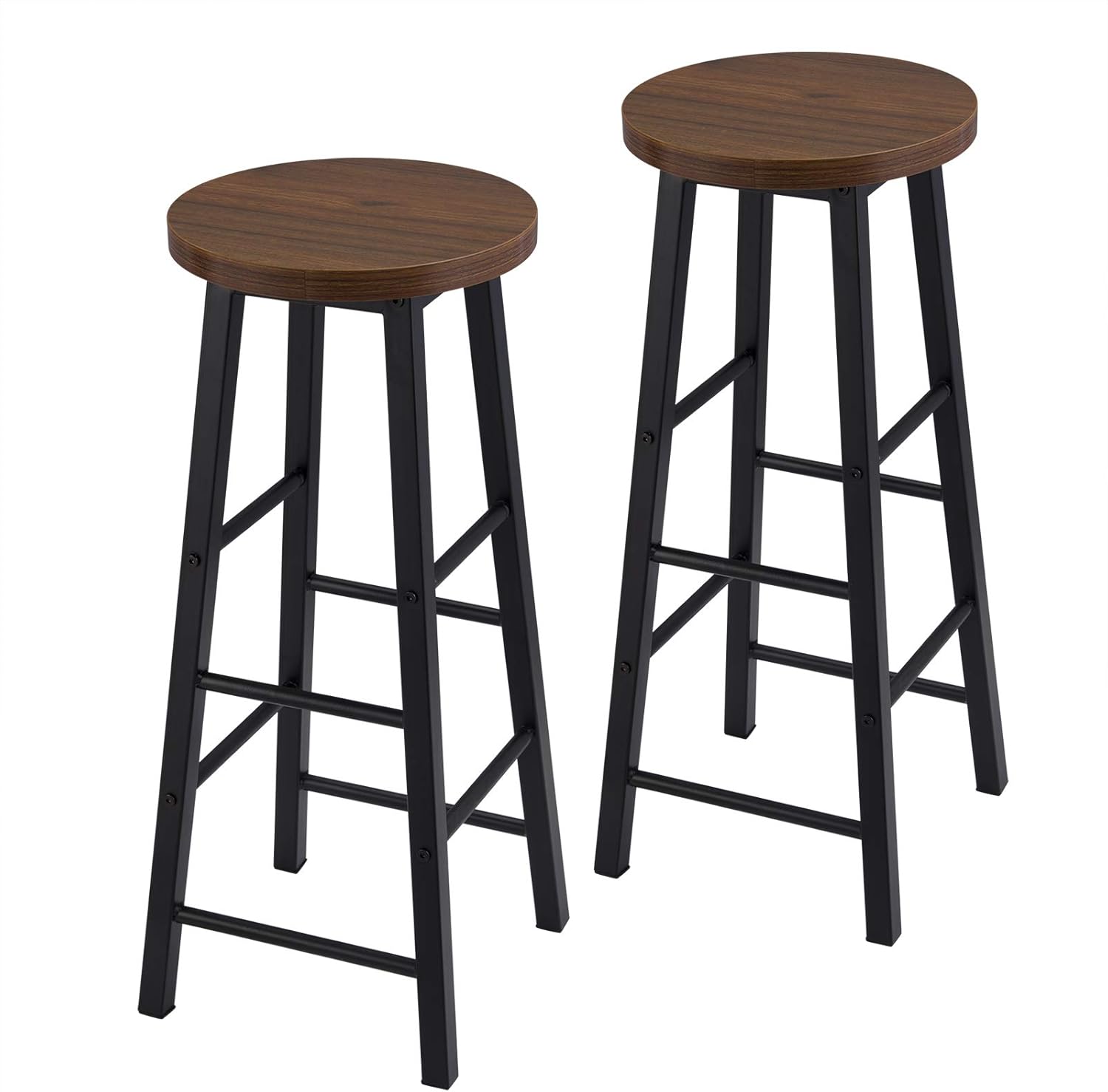 eSituro Bar Stools Dark Beech Barstools Set of 2 Solid Metal Bar Stools