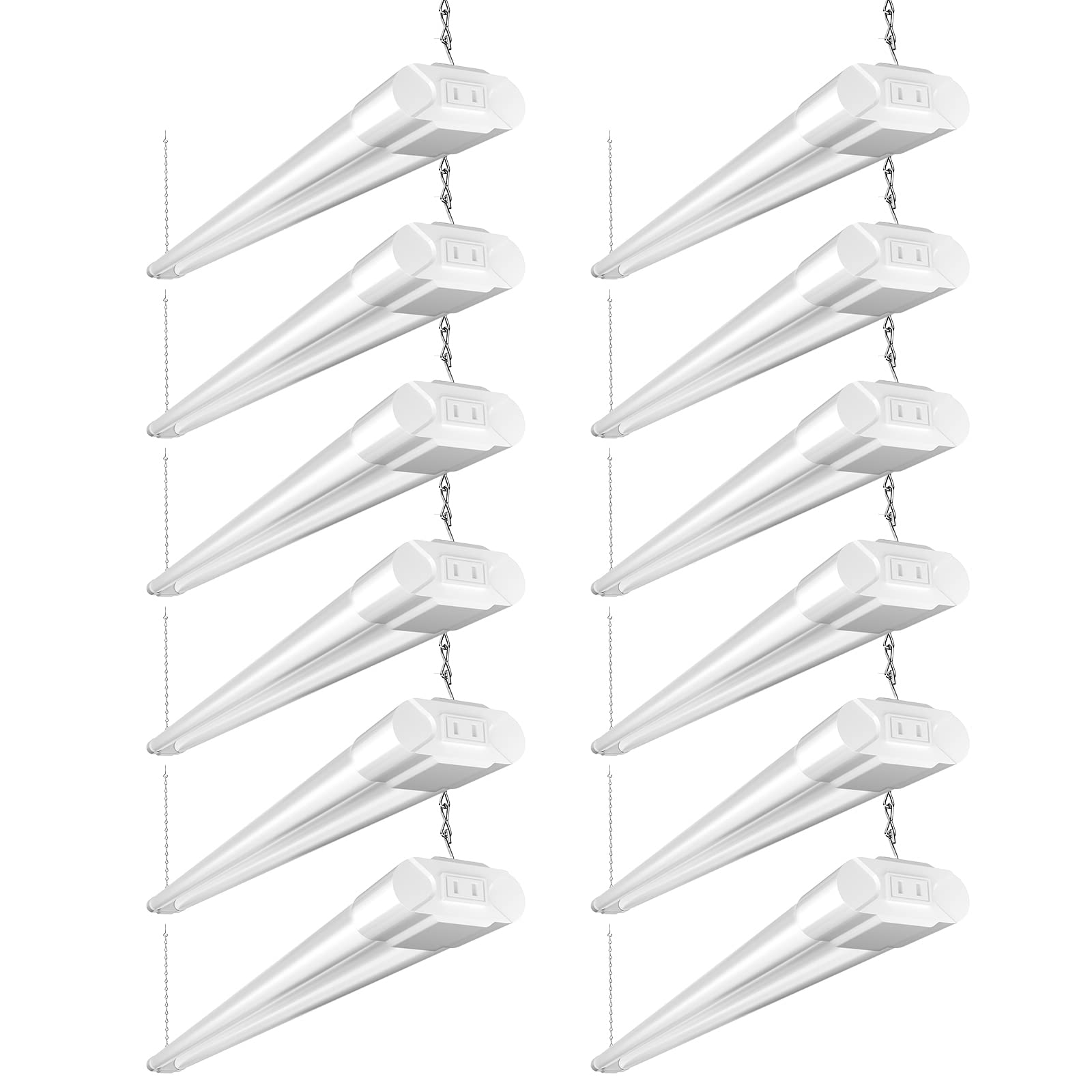 Photo 1 of Bbounder 12 Pack Linkable LED Utility Shop Light, 4400 LM, 6500K Cool Daylight, 4 FT, 48 Inch Integrated Fixture for Garage, 40W Equivalent 250W, Surface + Suspension Mount, White