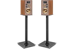 YOMT Universal Speaker Stands Pair for Surround Sound, 28 Inch Floor Speaker Stands with Cable Management Holds 22lbs Bookshelf Speaker Satellite Speaker, 1 Pair