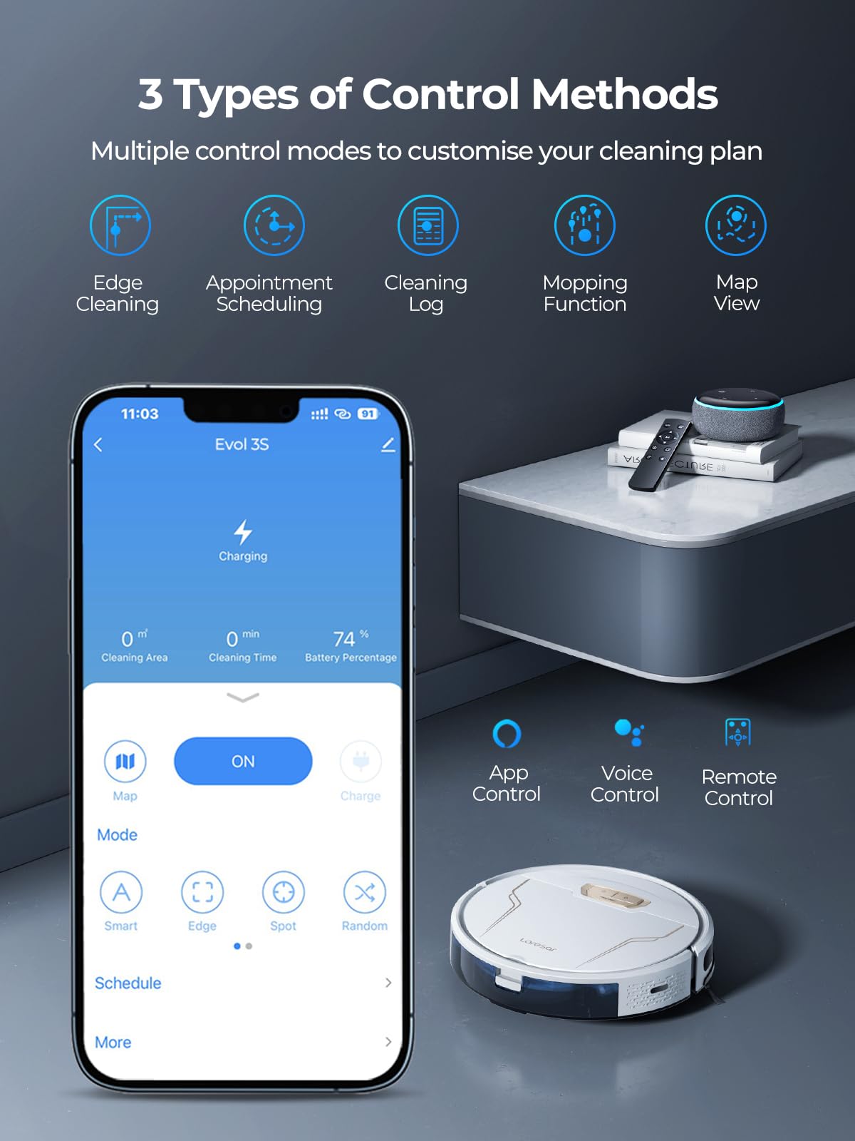 Laresar Robot Vacuum and Mop Combo, 3 in 1 Robotic Vacuum with 3.5L Self Emptying Station, Equipped with Lidar Navigation,Smart App Control, for Pet Hair/Floors/Carpets, L6 Pro, White