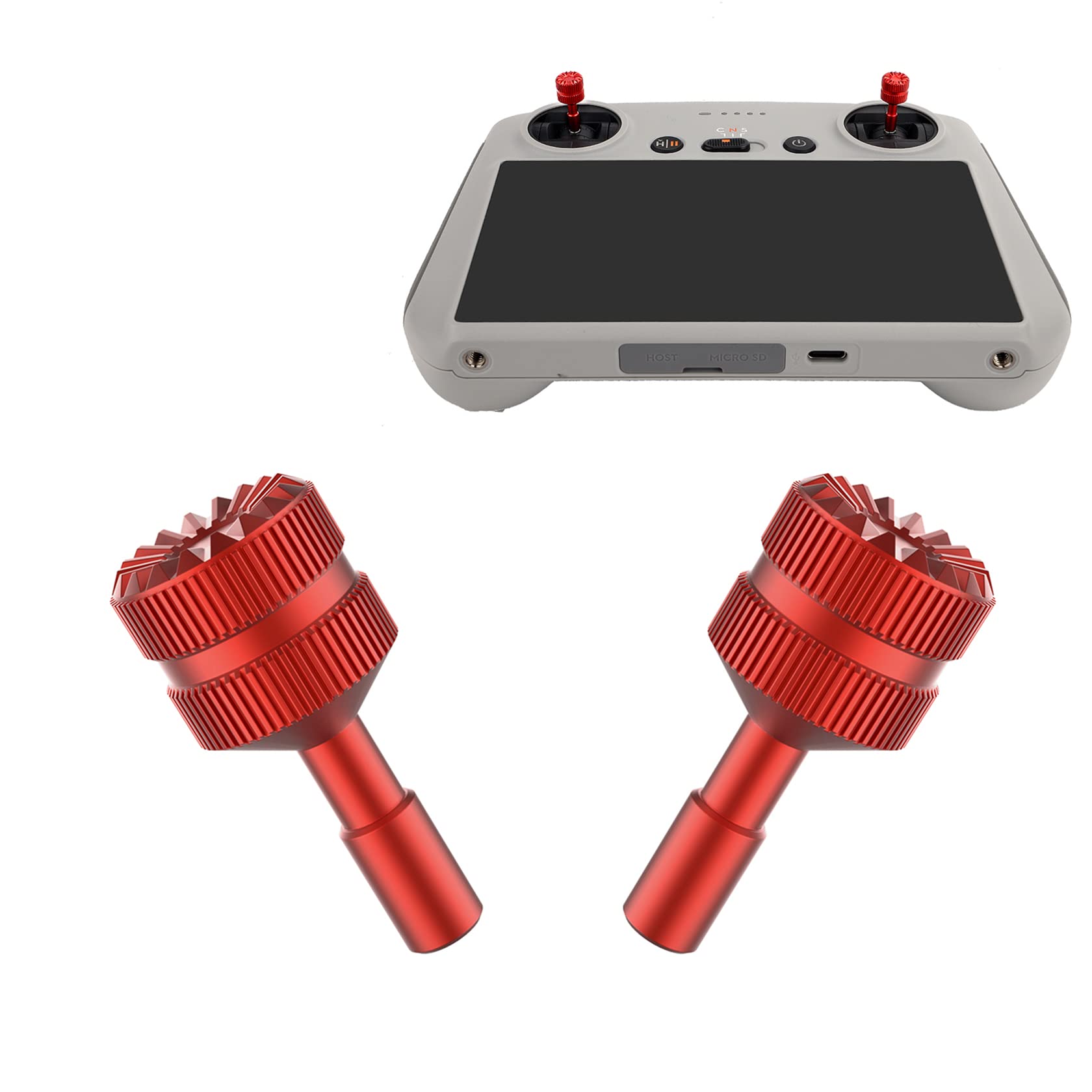 Hensych 1Pair 2g Aluminum Alloy Joystick for Mini 3 Pro with Screen Remote Control Thumb Rocker Stick Detachable Joystick Rod for D-J-I RC Accessories(Red) — image 1