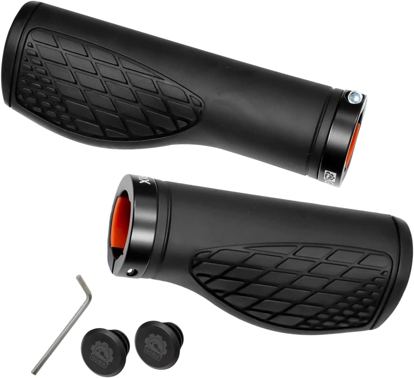 GORIX Bike Ergo Grips Bar End Cycle Lock On Handlebar Mountain Bicycle MTB [95mmｘ95mm・128mmｘ95mm](GX-AGOO) (Black, 128mmｘ95mm) — image 1