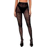 ShawGobow Patterned Tights For Women,Striped Pantyhose With Hearts,Fishnet Stockings Costume Party Festival