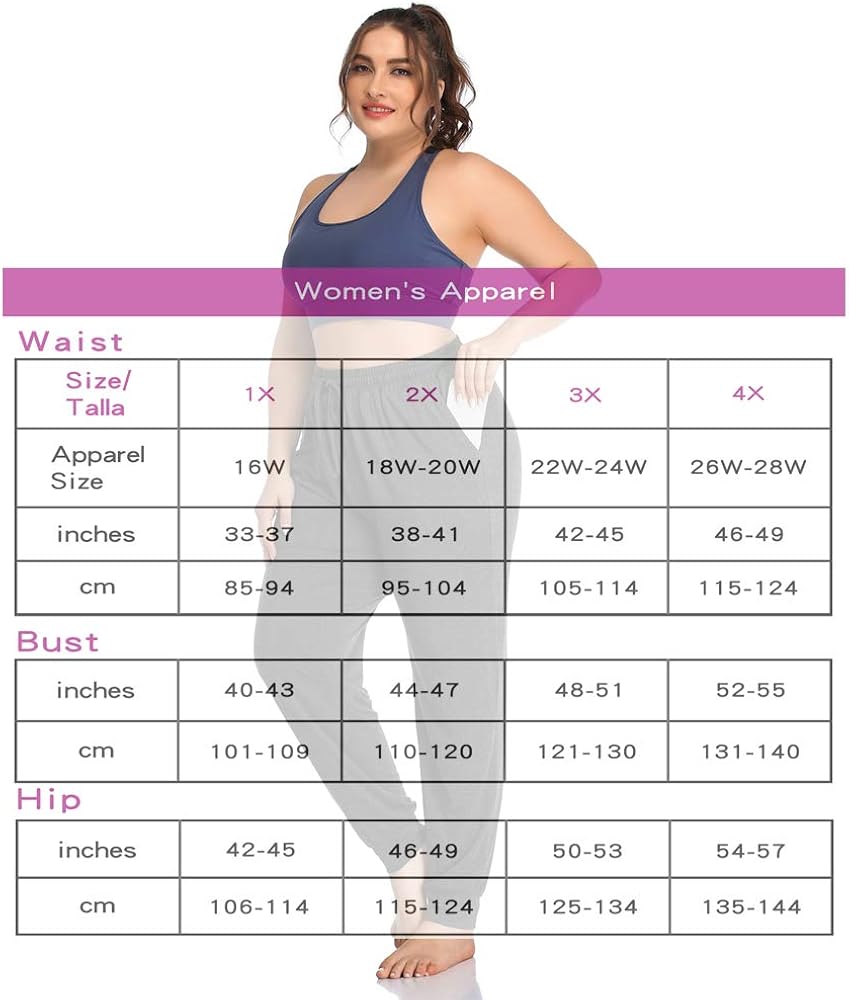 ZERDOCEAN Women's Plus Size Casual Lounge Yoga Pants Comfy Relaxed Joggers Pants Drawstring with Pockets Black 4X: Clothing