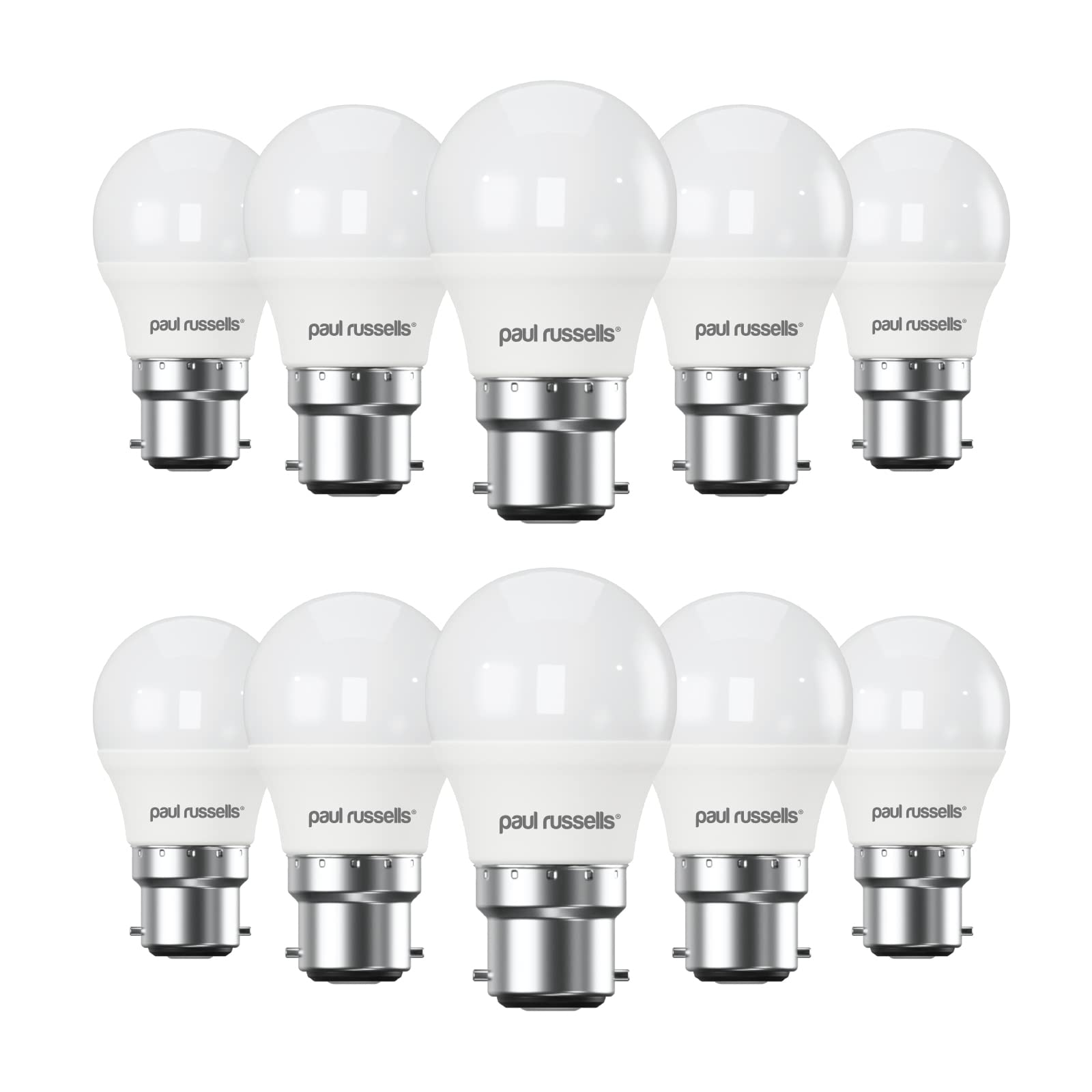 paul russells LED Golf Ball – Dimmable Bayonet Fitting Light, 5.5W 470 LM B22 G45 LED Bulbs, 40w Equivalent, 4000K Cool White/Natural White, Dimmer BC Energy Saving Ceiling Lightsbulbs, 10 Pack
