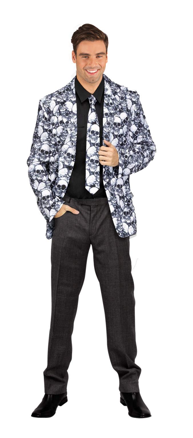 Ciao Jacket Halloween Skulls disguise fancy dress costume man suit with tie (One size adult)