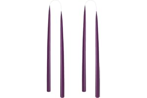 Kunstindustrien® Taper Candles – Set of 4, 13.8" – Made in Denmark, Long Burning Candles 15h, Unscented & Smokeless Candlesticks – Elegant Tall Candles for Weddings, Dinners & Home Decor (Violet)