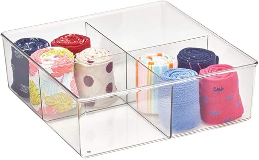 Amazon Com Mdesign Plastic 4 Section Divided Closet Drawer