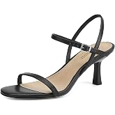 SLXCHBSL Kitten Heels for Women, Round Open Toe Strappy Low Heeled Sandals | 2.56 Inch Low Heel, Adjustable Ankle Strap, Non-Slip Sole, Comfortable All Day for Party, Dress, Daily Wear