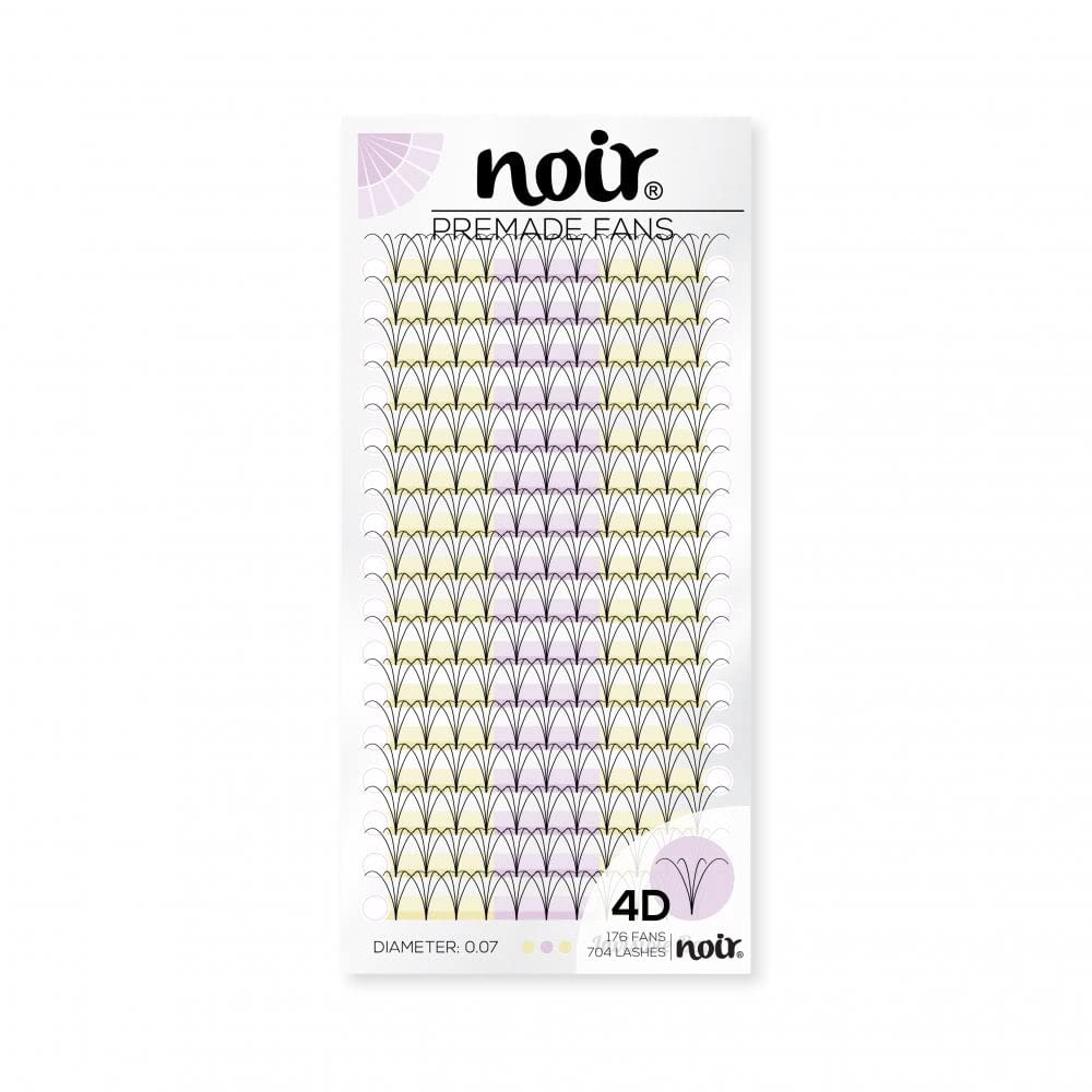 Noir Volume Lashes Pre Made Fan Eyelash Extensions 4D D curl 0.07 14mm Short Stem Russian Lashes