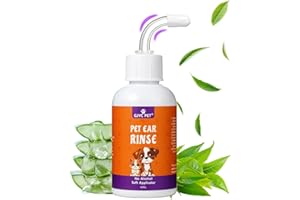 GJYC PET Ear Cleaner for Dogs and Cats,Dog Ear Infection Treatment for Itch Relief, Cleans The Ear Canal from Debris and Buildup Removes Wax, Odor with Aloe 2 Fl oz