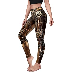 Women Steampunk Retro Leggings Comic Cosplay Punk Print Polyester Gothic Trousers Capris Pants S-4XL Plus Size