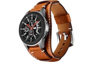 Balerion 20mm/22mm Cuff Genuine Leather Watch Band,Compatible with Galaxy Watch 42/46mm,Gear Sport,Gear S2 Classic,S3,Fssil Q