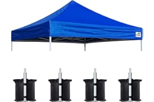 Eurmax USA New 10x10 Pop Up Canopy Replacement Canopy Tent Top Cover, Instant Canopy Top Cover ONLY, Choose 30 Colors,Bonus 4PC Pack Canopy Weight Bag (Blue)