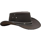 Australian Leather Cowboy Hat Bush Aussie Style Summer Western Outback Black and Brown Cowgirl Christmas Hat