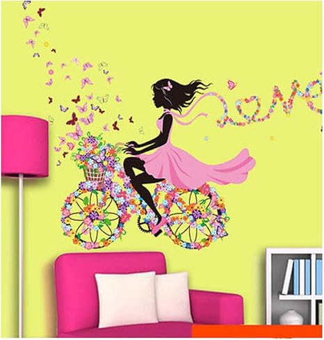 Amazon Happyハッピー耳 ウォールステッカー おしゃれ ウォールステッカー 花 美人 自転車 蝶 Love 壁飾り 壁紙シール インテリア テレビ ソファーの背景 玄関 書房 客間 ソファーの背景 装飾デカール 冷蔵庫ステッカー 可愛い ウォールペーパー 壁のクロース 黒 Love