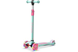 Dribbl 3-Wheel Kids Scooter - Lean-to-Steer Technology, Adjustable Height Handlebar, Wide Anti-Slip Deck, Scooter for Boys & Girls Ages 3+, Child Safety Approved, Support Riders Up to 165 lbs, Candy