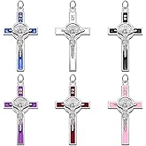 YionZian 30Pcs 6Colors Saint Benedict Jesus Cross Charms Alloy Colourful Enamel INRI Crucifix Pendant For DIY Catholic Jewelry Making Necklace Bracelet Earring
