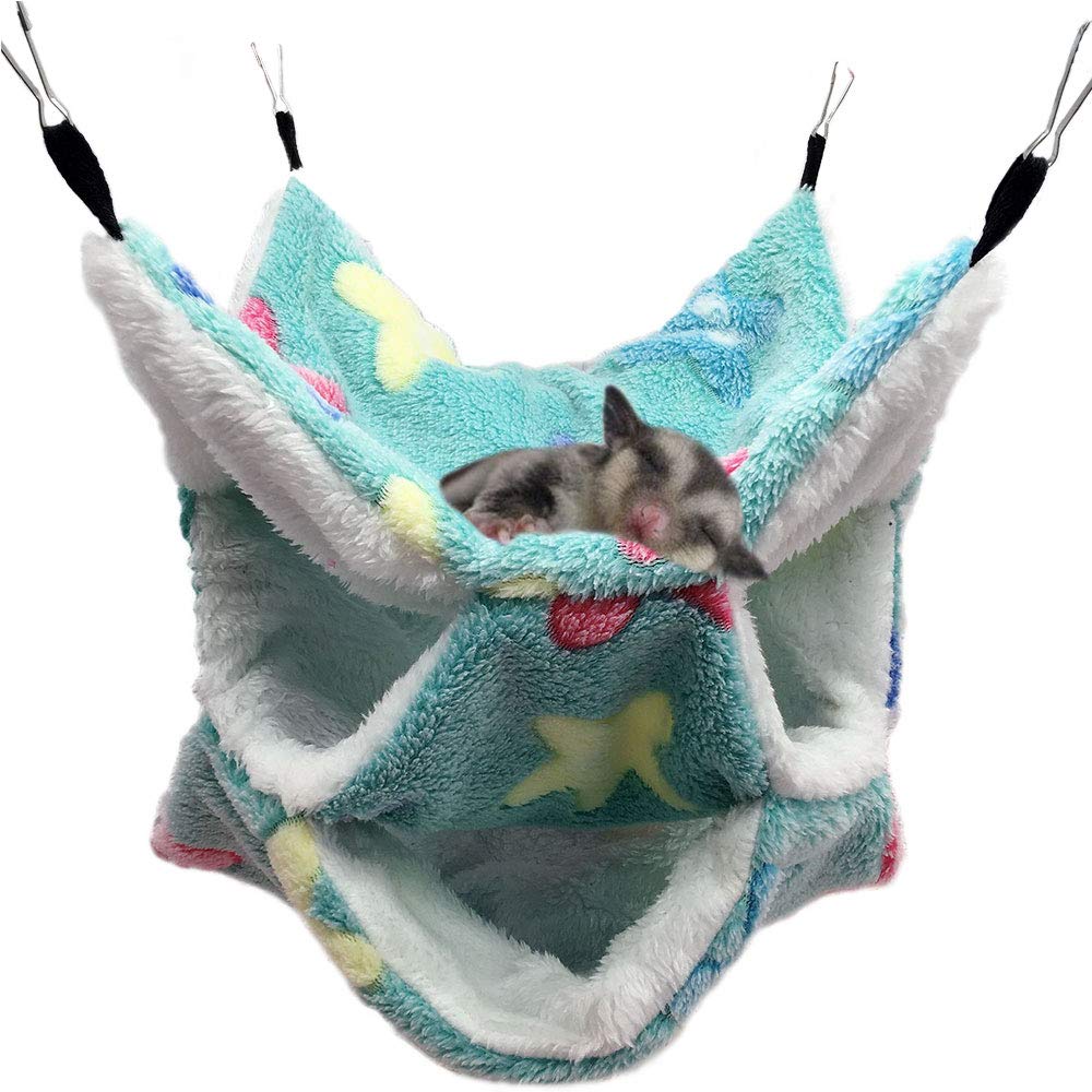 Oncpcare Small Pet Cage Hammock, Triple-Layer Sugar Glider Hammock, Hamster Cage Accessories Bedding Cozy Small Animals Bed for Chinchilla Parrot Sugar Glider Ferrets Rat Hamster Rat Playing Sleeping