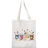 MEIKIUP Korean Group Gift Stay Fandom Makeup Bag Character Cosmetic Bag Korean Music Lover Merchandise (Tea Tote Bag)
