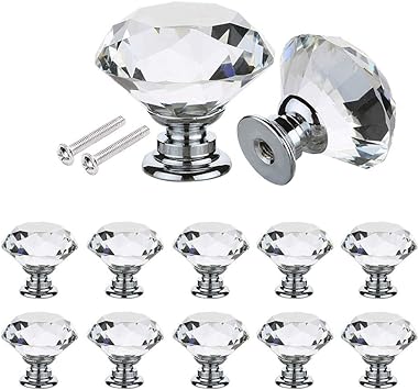 12 PCS Crystal Knobs for Dresser 