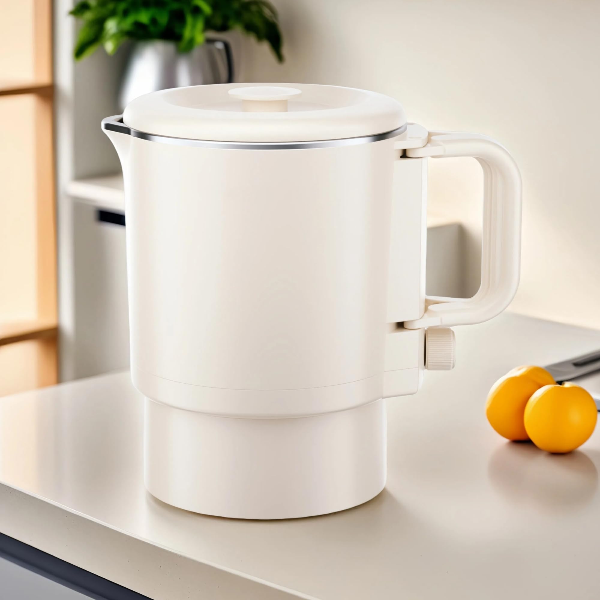 Photo 1 of 0.8L Portable Small Electric Kettle 304 Stainless Steel, Foldable Travel Electric Kettle Mini Hot Water Boiler Heater, 4 Cups for Tea and Coffee