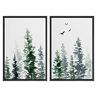 SIGNWIN 2 Piece Framed Canvas Wall Art Nordic Style Abstract Trees Canvas Prints Home Artwork Decoration for Living Room,Bedroom - 16