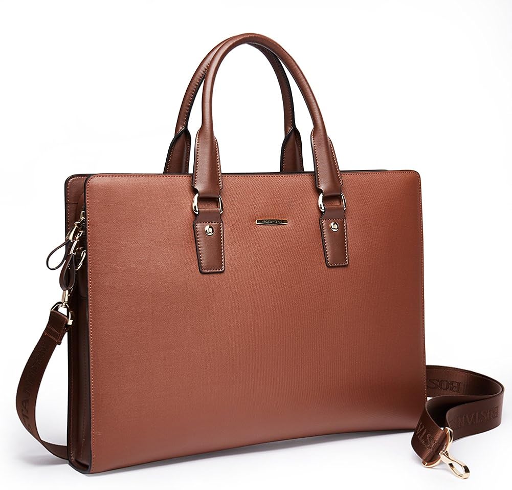 BOSTANTEN Leather Lawyers Briefcase Laptop Business Slim Bags for Men & Women
