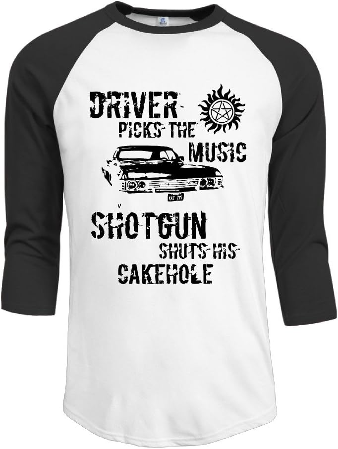 Driver Picks The Music Print Men Funny 3/4 Sleeve Raglan Shirt