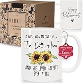 Kinkiii Funny Retirement Coffee Mug Gifts for Women “A Wise Woman Once Said I’m Outta Here”, Happy Retirement Gift for Grandma Mom Coworker Nurse Teacher Sister, Christmas Thanksgiving Gift, 11oz