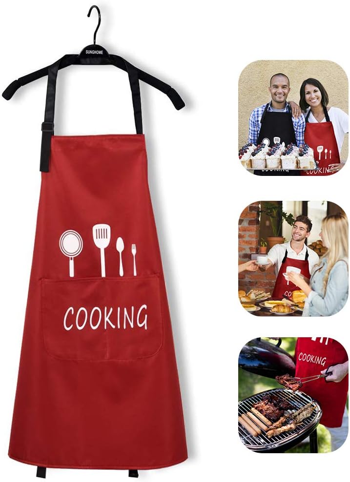 Apron for Women Men Adjustable Kitchen Cooking Waterproof Aprons with Pockets